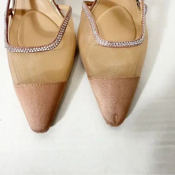 Jewel Badgley Mischka Tammy Mesh Pointed Toe Slingback Stiletto Heels Size 8.5 - Picture 6 of 11